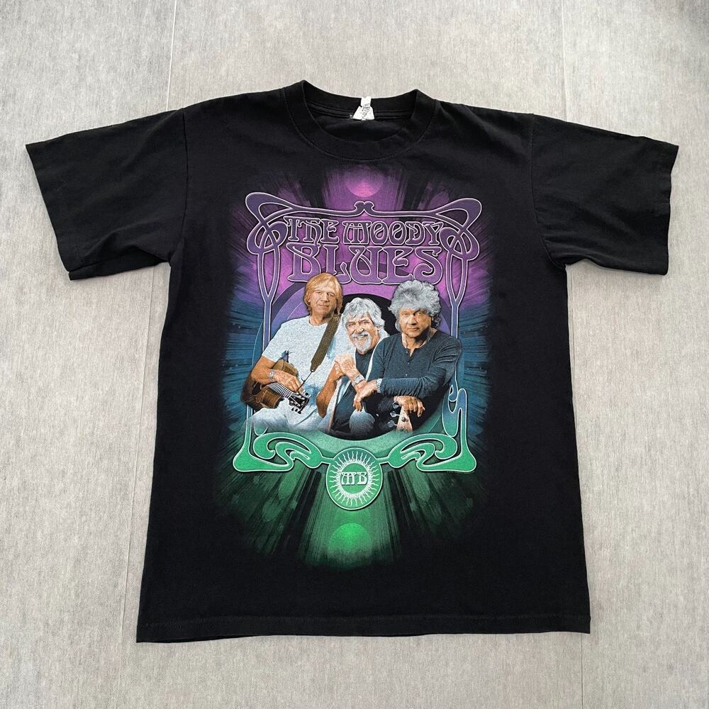 The Moody Blues Shirt Adult Medium Black Crew Neck Short Sleeve Band Mens M 20s